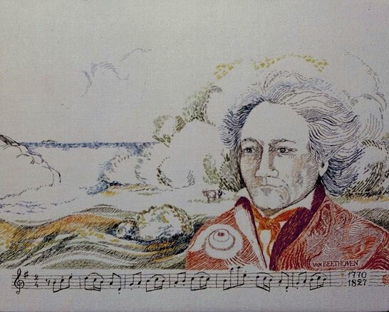 Beethoven bilden komponerad och utförd av Gunilla Sjögren