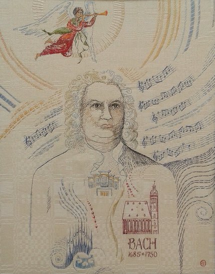 J.S.Bach Målning med nål och tråd av Gunilla Sjögren