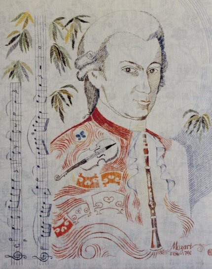 Mozart Bilden komponerad och utförd av Gunilla Sjögren